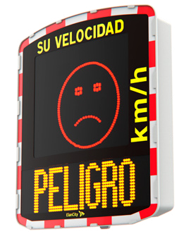 Radar pedagógico que muestra una cara triste en rojo y la palabra "PELIGRO" en letras amarillas